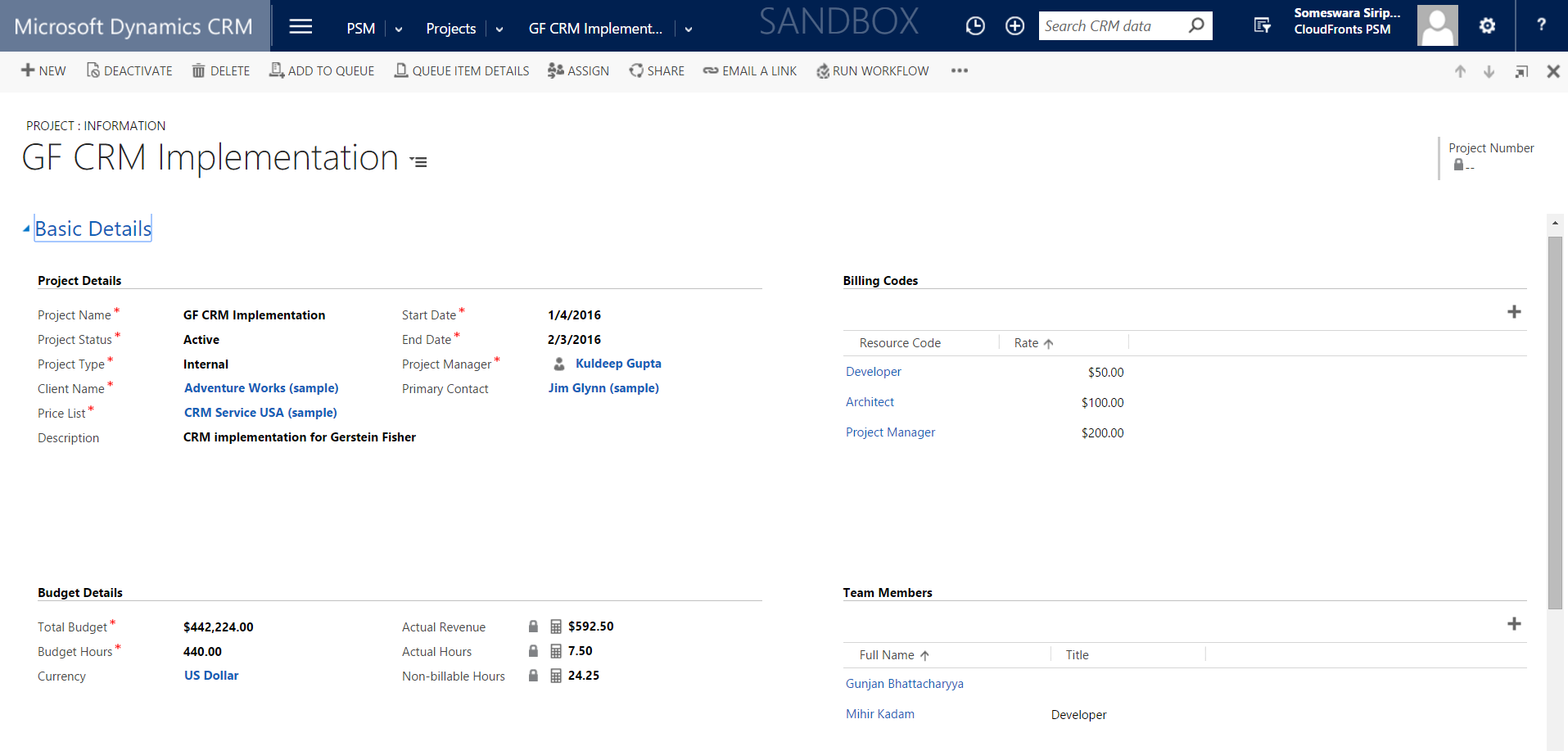 CRM Project Entity