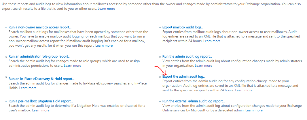 Export the admin audit log