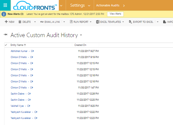 Actionable audit logs