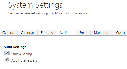 Enable global auditing setting
