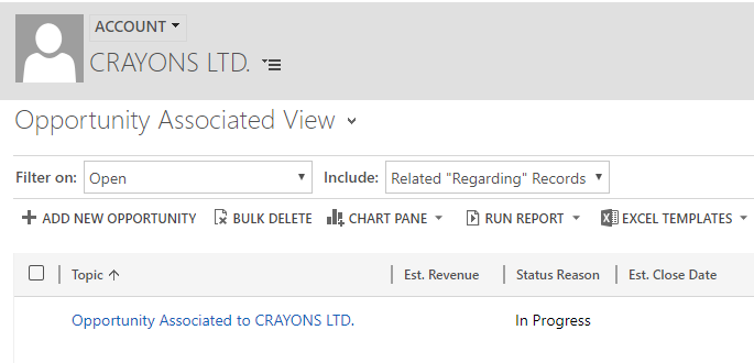 Opportunity associate to Account created