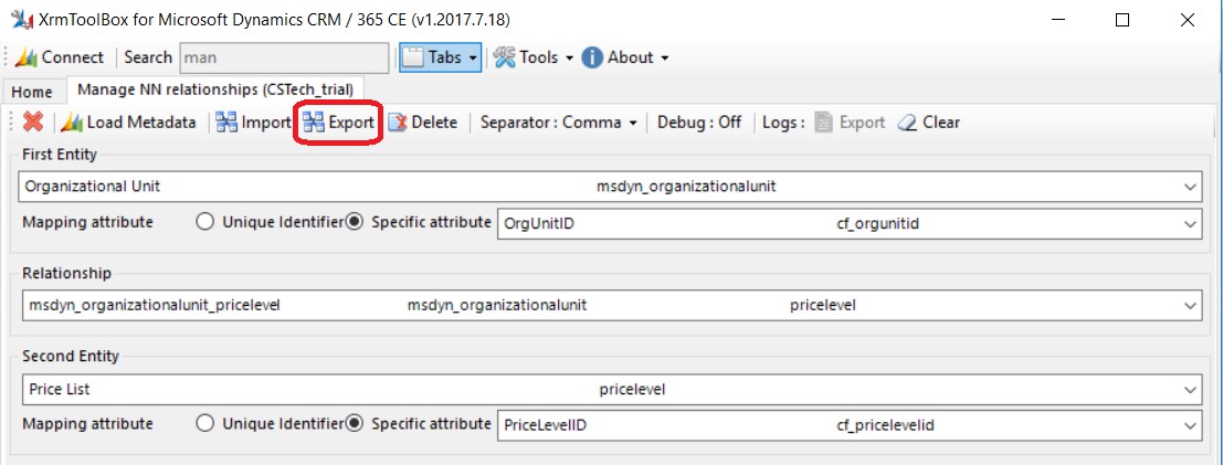 specifying the entities in plugin
