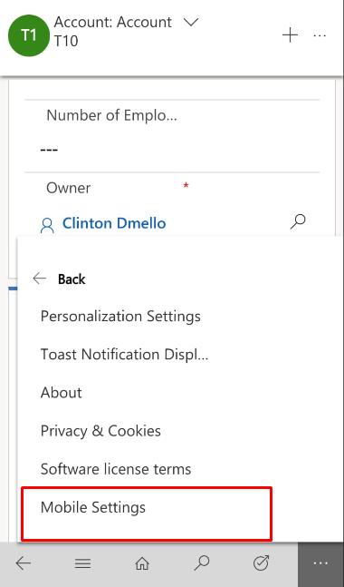 Settings Mobile
