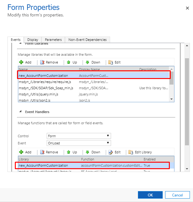OnLoad Properties
