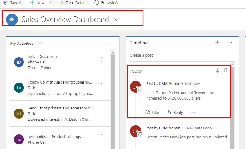 Dashboard View