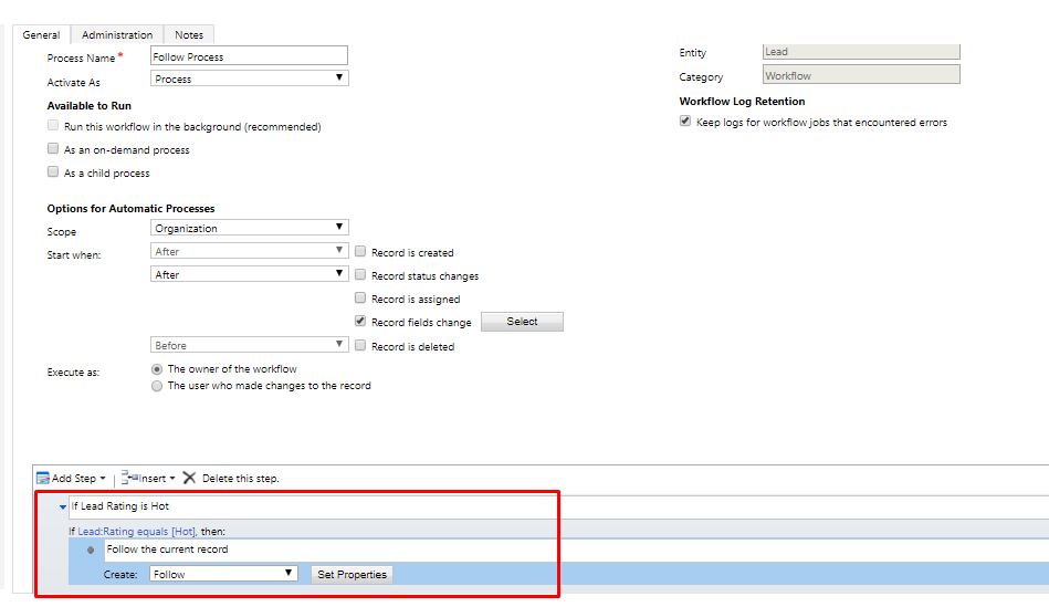 Workflow steps Follow
