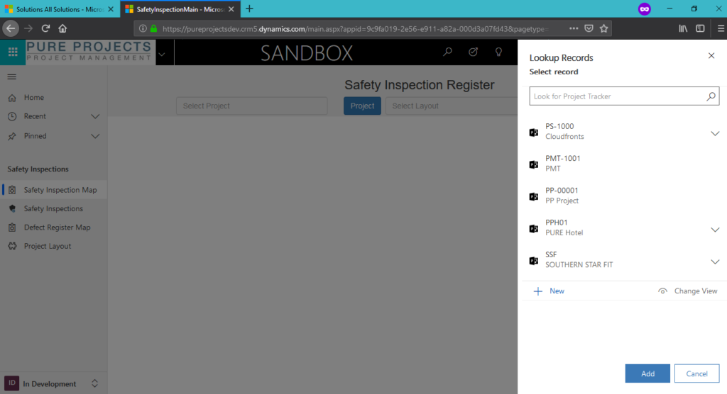 Select Project Lookup
