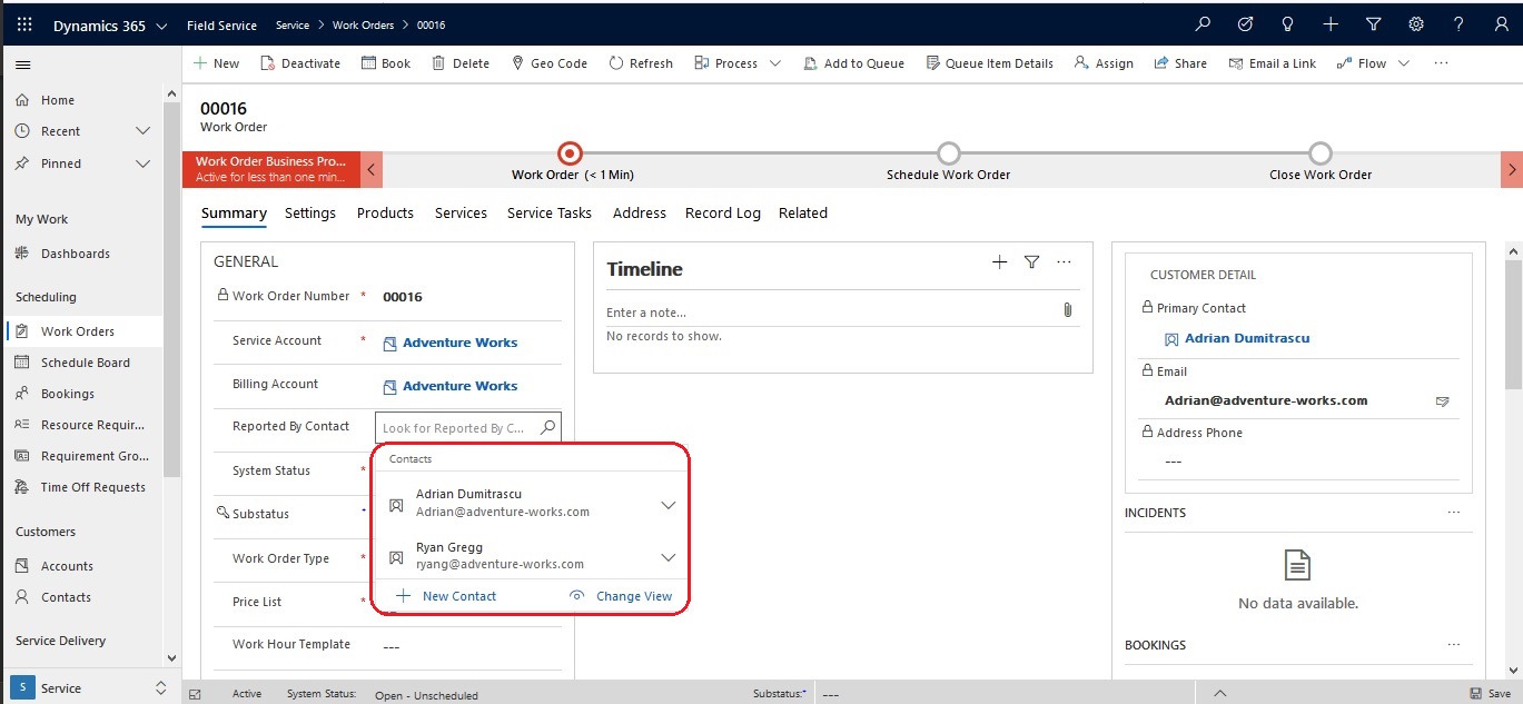 Filtered Contact in D365 Field Service