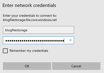 Entering Credentials for Netwrok Drive