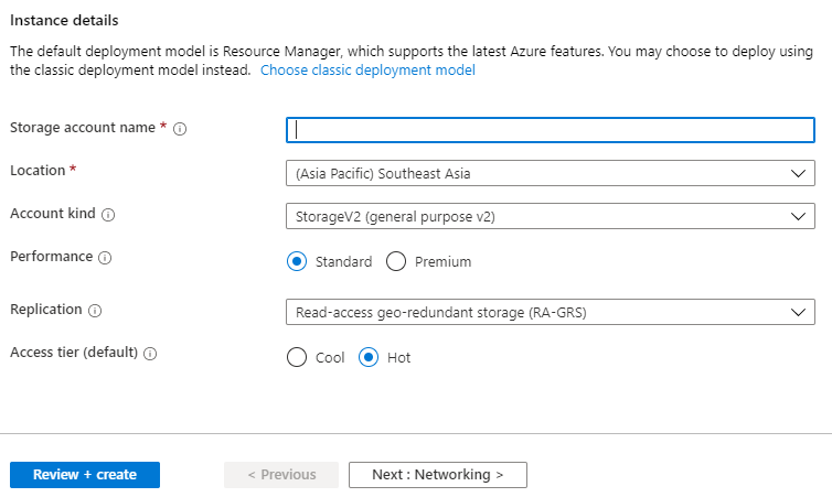 Storage Account Details
